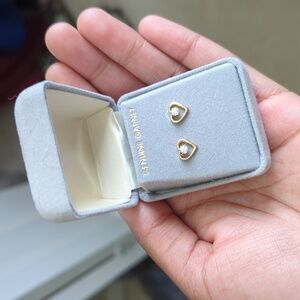 Genuine Colorless Garnet & Gold Heart earrings